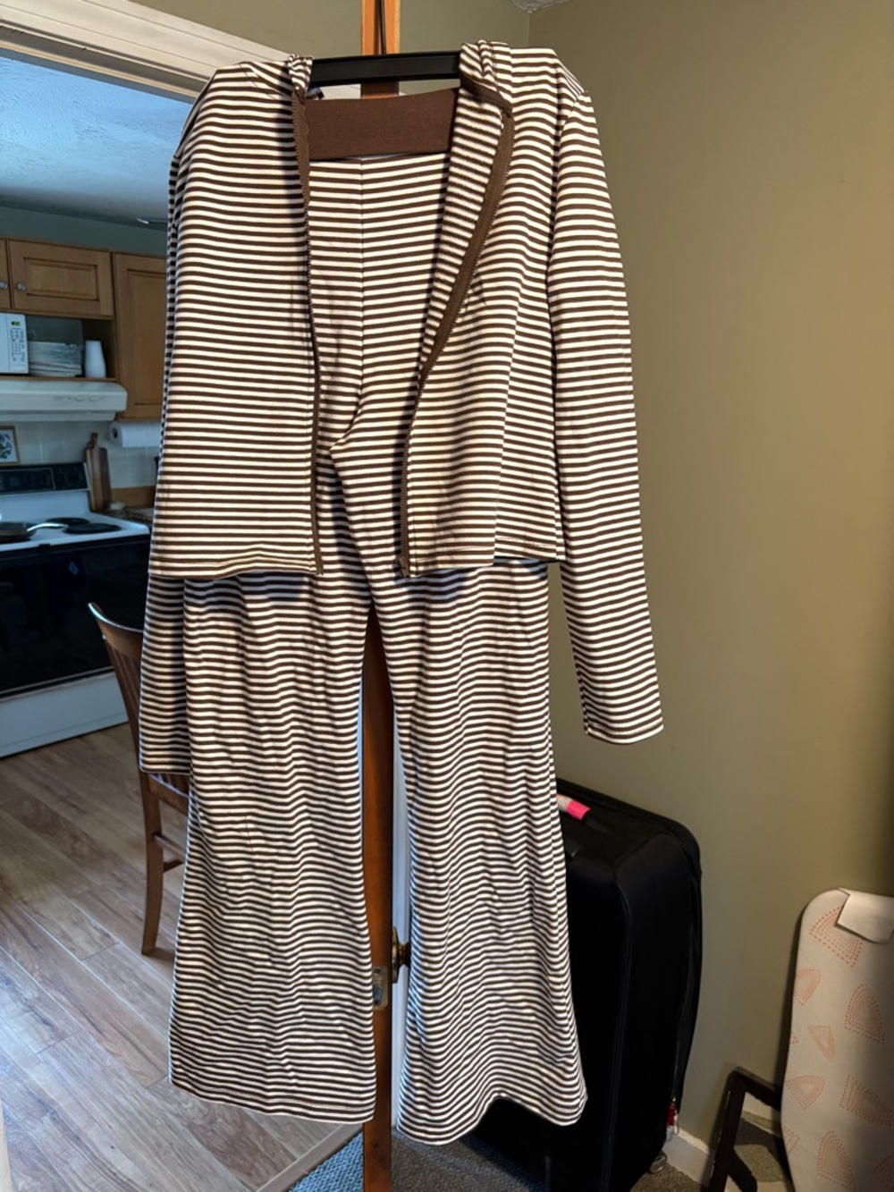 No Boundaries Brown and Cream Striped Knit Set